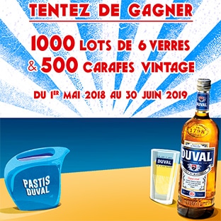 Jeu Pastis Duval 500 Carafes Et 500 Lots De 6 Verres A Gagner