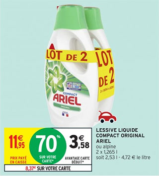 Lessive liquide ARIEL chez Intermarché (24/01 – 05/02)Lessive  liquide ARIEL chez Intermarché (24/01 - 05/02) - Catalogues Promos & Bons  Plans, ECONOMISEZ ! 