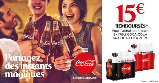 ODR CocaCola  15€ remboursés en bons pour 1 pack acheté
