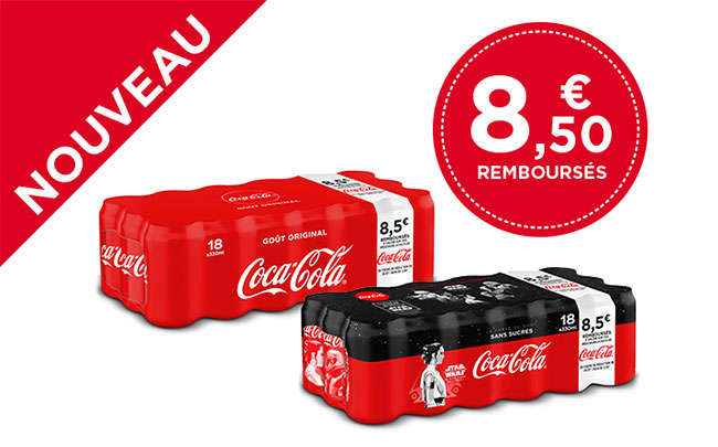 ODR CocaCola  Pack 18x33cl acheté = 8,50€ remboursés en bons