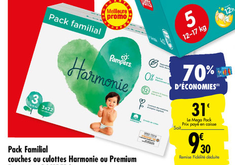 Promo Pampers couches harmonie t3 x42 chez Intermarché