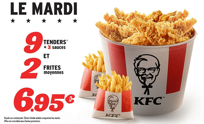 Bon Plan Kfc Mardi 9 Tenders 2 Frites 3 Sauces à 6 95€