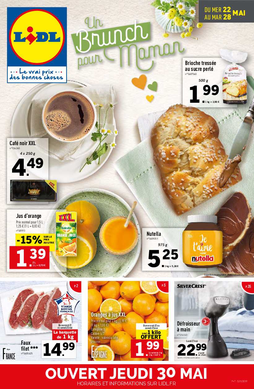 Catalogue Lidl Brunch Pour Maman Du 22 Au 28 Mai 2019