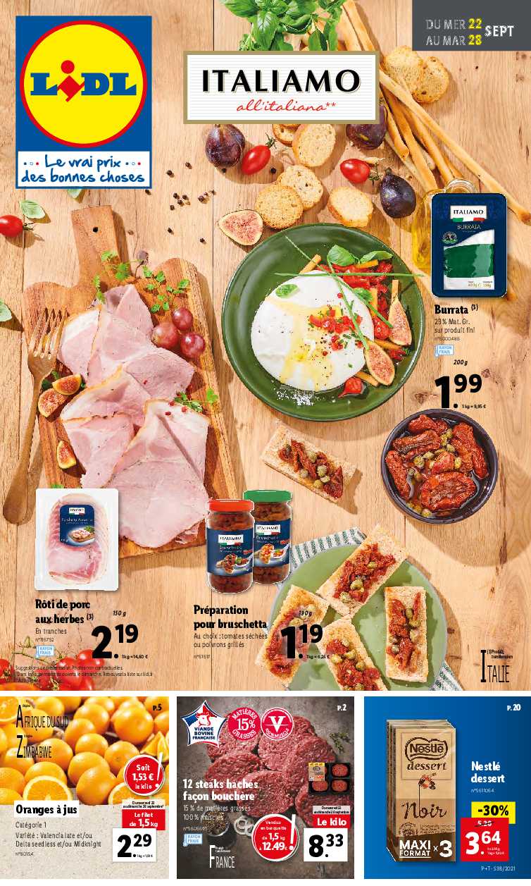 Catalogue Lidl Italiamo Du 22 Au 28 Septembre 21