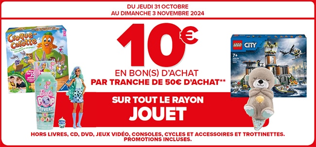 10€ offerts chez Carrefour tous les 50€ d’achat de jouets de Noël