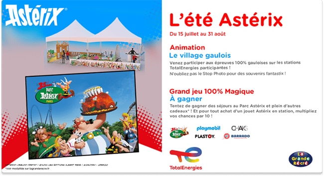 L’été Astérix dans les stations TotalEnergies et le jeu-concours organisé par La Grande Récré