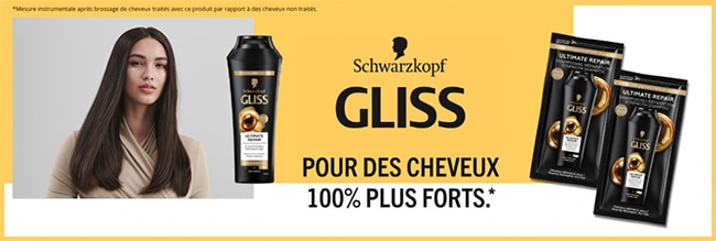 Recevez gratuitement des échantillons du shampooing Gliss Ultimate Repair de Schwarzkopf